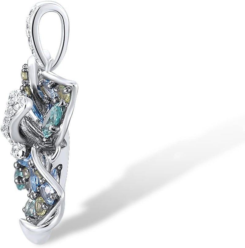 Santuzza Sterling Silver Gemstone Flower Pendant for Women - Image 2
